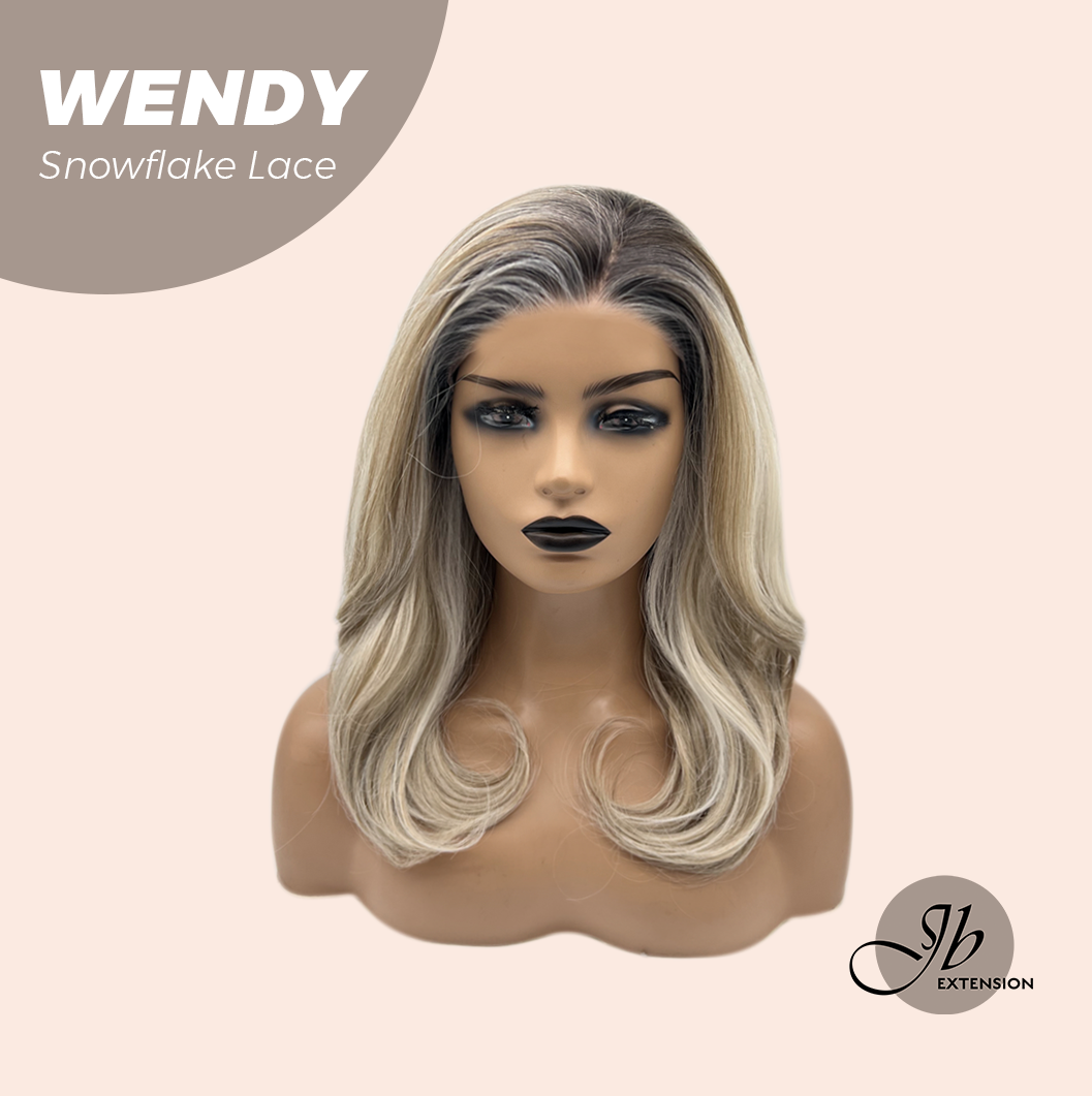 JBEXTENSION 18 Inches Mix Blonde Curly Pre-Cut Side Part Snowflake Lace Frontlace Glueless Wig WENDY【BENDY EAR TABS】- S/M
