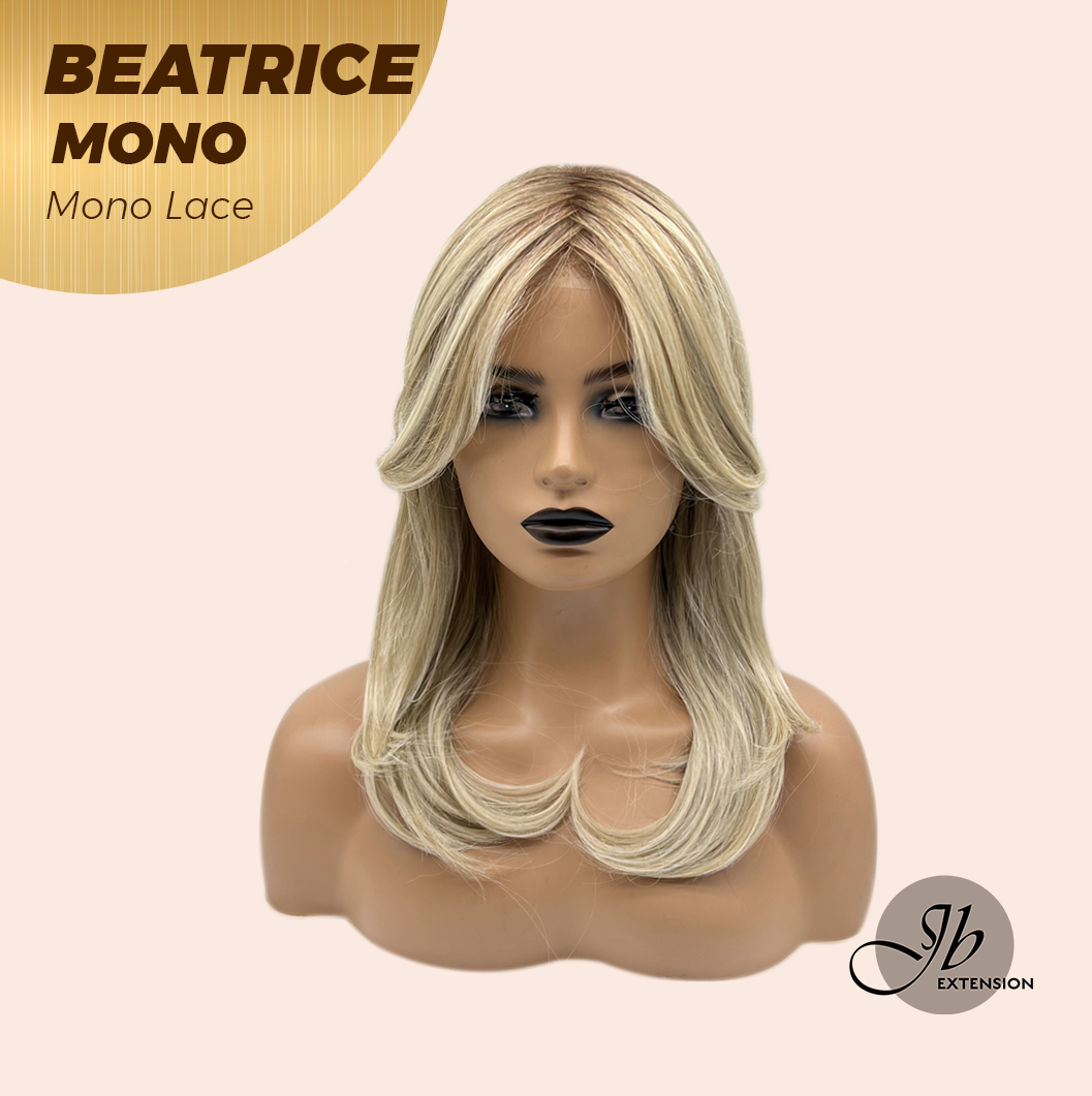 JBEXTENSION BEATRICE MONO Monofilament Handmade Wig 6X5 Full Monofilament Hand Tied Top Wig 17 Inches Golden Blonde Mono Lace Wig Glueless Wig BEATRICE MONO【BENDY EAR TABS】