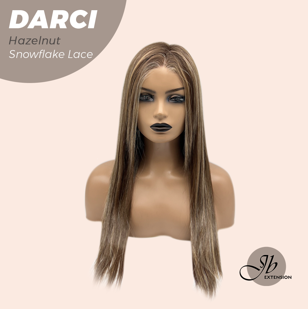 [FINAL SALE] JBEXTENSION 25 Inches Hazelnut Blonde Highlight Pre-Cut Snowflake Lace Frontlace Glueless Wig DARCI HAZELNUT【PERMATEASE】【BENDY EAR TABS】- M/L