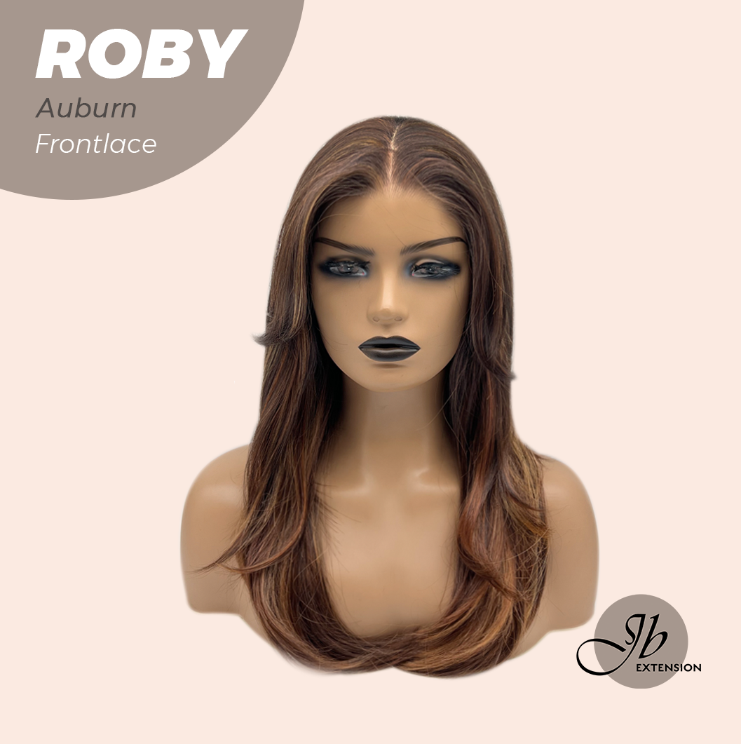 JBEXTENSION 22 Inches Auburn with Highlight Women Pre-Cut Frontlace Glueless Wig ROBY AUBURN