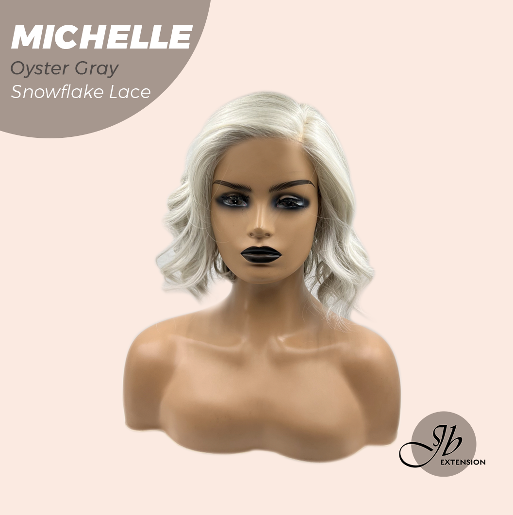 JBEXTENSION 10 Inches Oyster Gray Pre-Cut Side Part Snowflake Lace Frontlace Glueless Wig MICHELLE OYSTER GRAY【BENDY EAR TABS】
