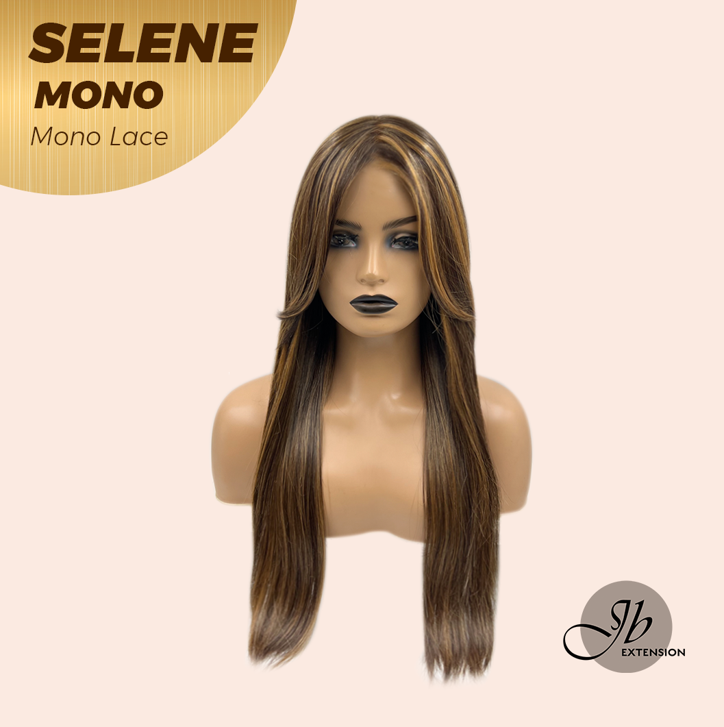 JBEXTENSION SELENE MONO Monofilament Handmade Wig 6X5 Full Monofilament Hand Tied Top Wig 25 Inches Caramel Mono Lace Wig With Anti-slip Silicone Strips Glueless Wig SELENE MONO- CARAMEL【BENDY EAR TABS】