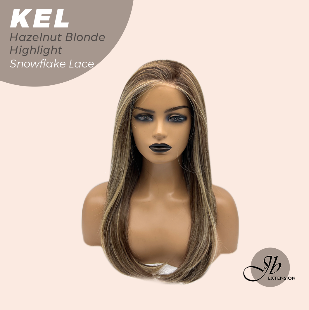 Get this Influencer Look with Hazelnut Blonde Highlight Pre-Cut Snowflake Lace Wig KEL HAZELNUT- S/M