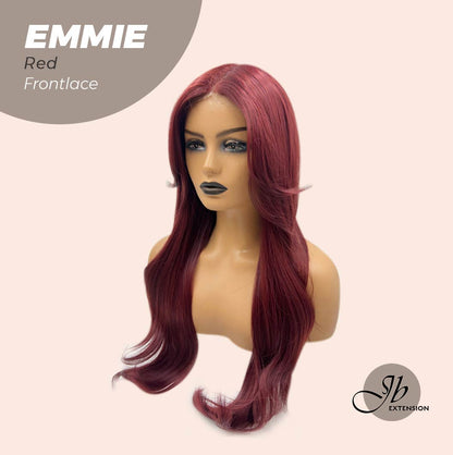 JBEXTENSION 26 Inches Curly Women Red Wig Pre-Cut Frontlace Glueless Wig EMMIE RED