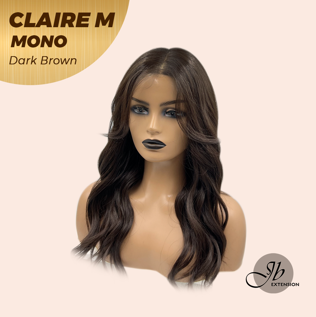 JBEXTENSION CLAIRE MONO DARK BROWN Partial Monofilament Wig 22 Inches Dark Brown Partial Mono Lace Glueless Wig CLAIRE MONO DARK BROWN【BENDY EAR TABS】