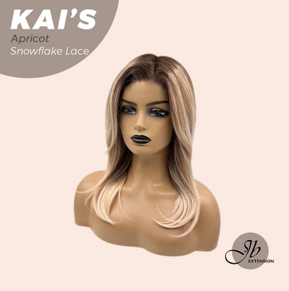 [FINAL SALE] JBEXTENSION 18 Inches Apricot Pre-Cut Snowflake Lace Frontlace Glueless Wig KAI'S APRICOT【PERMATEASE】【BENDY EAR TABS】- S/M