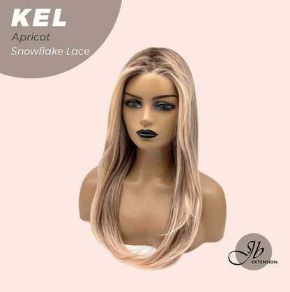 JBEXTENSION 22 Inches Apricot Pre-Cut Snowflake Lace Frontlace Glueless Wig KEL APRICOT【PERMATEASE】【BENDY EAR TABS】- S/M