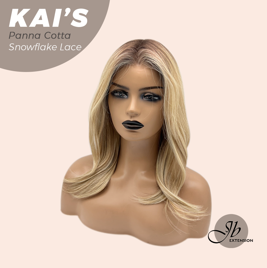 JBEXTENSION 18 Inches Panna Cotta Pre-Cut Snowflake Lace Frontlace Glueless Wig KAI'S PANNA COTTA【PERMATEASE】【BENDY EAR TABS】- M/L
