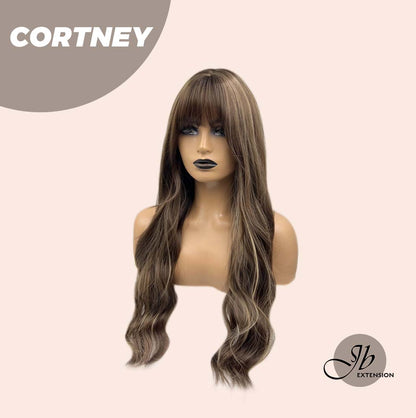 [FINAL SALE] JBEXTENSION 26 Inches Brown With Highlight Wave Wig With Bangs CORTNEY