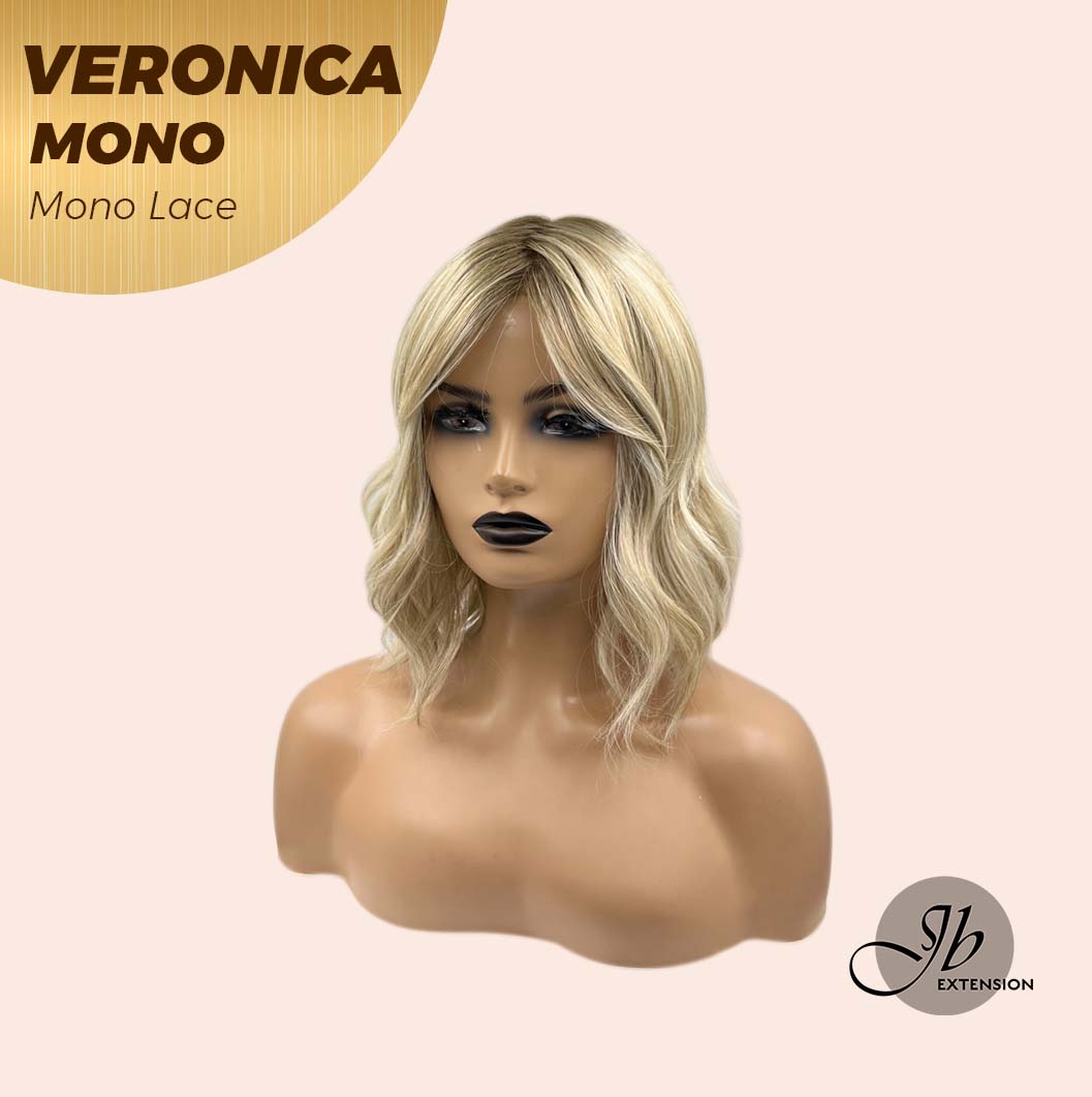 JBEXTENSION VERONICA MONO Monofilament Handmade Wig 6X5 Full Monofilament Hand Tied Top Wig 12 Inches Blonde Wave Mono Lace Wig With Anti-slip Silicone Strips Glueless Wig VERONICA MONO【BENDY EAR TABS】