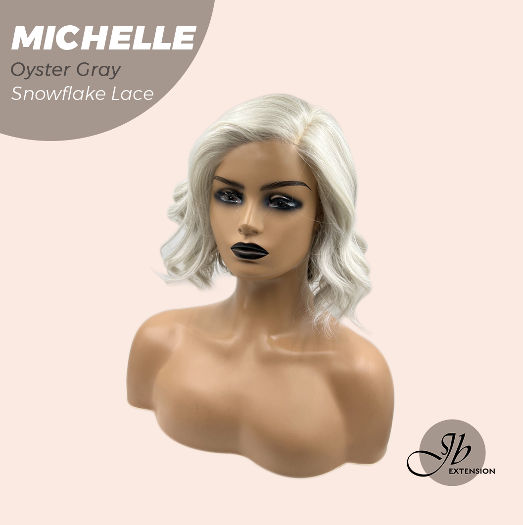 JBEXTENSION 10 Inches Oyster Gray Pre-Cut Side Part Snowflake Lace Frontlace Glueless Wig MICHELLE OYSTER GRAY【BENDY EAR TABS】