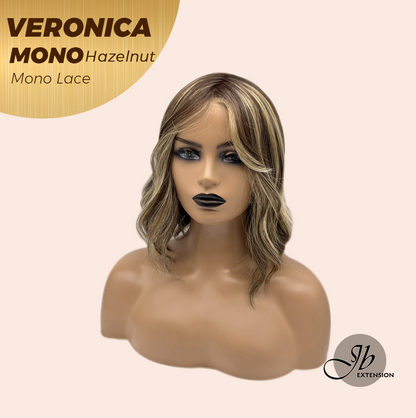 JBEXTENSION VERONICA MONO HAZELNUT Monofilament Handmade Wig 6X5 Full Monofilament Hand Tied Top Wig 12 Inches Hazelnut Wave Mono Lace Wig With Anti-slip Silicone Strips Glueless Wig VERONICA MONO HAZELNUT【BENDY EAR TABS】