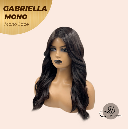 JBEXTENSION GABRIELLA MONO Monofilament Handmade Wig 6X5 Full Monofilament Hand Tied Top Wig 20 Inches Black Wave Mono Lace Wig With Anti-slip Silicone Strips Glueless Wig GABRIELLA MONO【BENDY EAR TABS】
