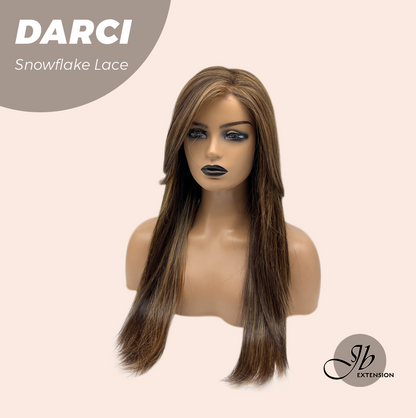 [FINAL SALE] JBEXTENSION 25 Inches Caramel Pre-Cut Snowflake Lace Frontlace Glueless Wig DARCI【PERMATEASE】【BENDY EAR TABS】- M/L