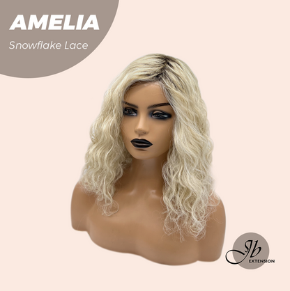 [FINAL SALE] JBEXTENSION 13 Inches Deep Curly Blonde Pre-Cut Snowflake Lace Frontlace Glueless Wig AMELIA【PERMATEASE】【BENDY EAR TABS】