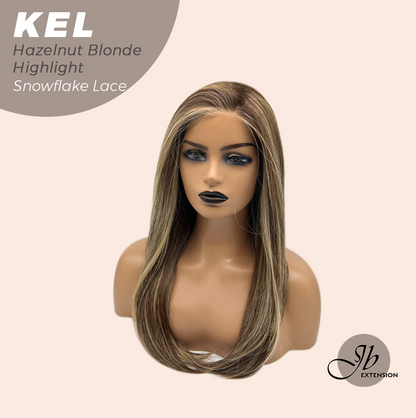 Get this Influencer Look with Hazelnut Blonde Highlight Pre-Cut Snowflake Lace Wig KEL HAZELNUT- S/M