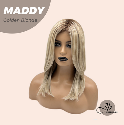 [FINAL SALE] JBEXTENSION 18 Inches Golden Blonde Women Fashion Full Machine Wig MADDY GOLDEN BLONDE【PLUS PERMATEASE】【BENDY EAR TABS】