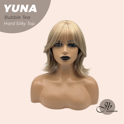JBEXTENSION 12 Inches Scalpiana Bubble Tea 3.5X4 Hard Silky Top Natural Scalp Effect Women Wig With Bangs YUNA BUBBLE TEA