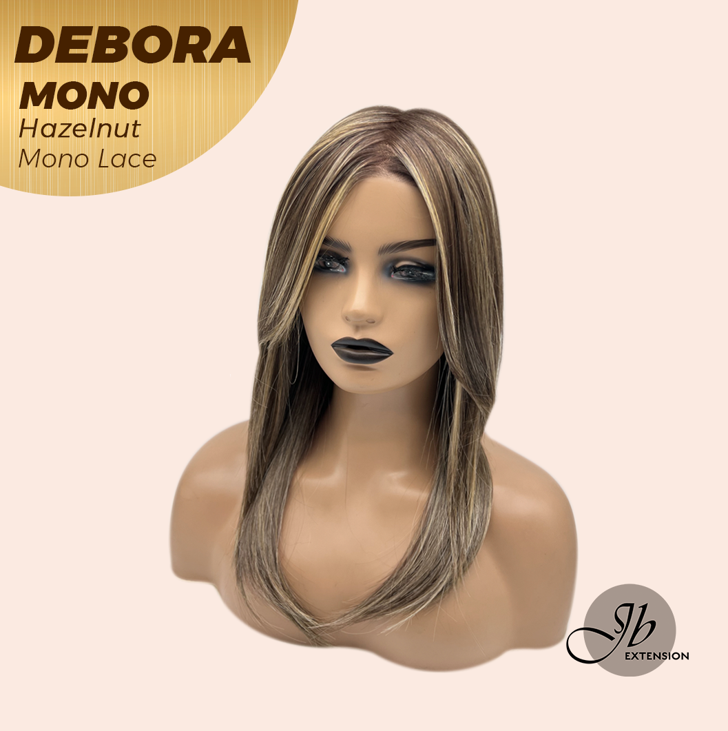 JBEXTENSION DEBORA MONO Monofilament Handmade Wig 6X5 Full Monofilament Hand Tied Top Wig 20 Inches Hazelnut Mono Lace Wig With Anti-slip Silicone Strips Glueless Wig DEBORA MONO HAZELNUT【BENDY EAR TABS】
