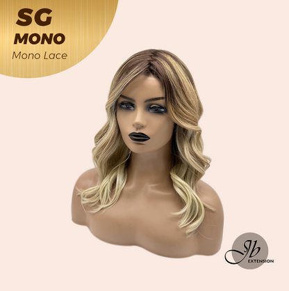 [FINAL SALE] JBEXTENSION SG MONO Monofilament Handmade Wig 6X5 Full Monofilament Hand Tied Top Wig 15 Inches Sunset Blonde Mono Lace Wig With Anti-slip Silicone Strips Glueless Wig SG MONO【BENDY EAR TABS】