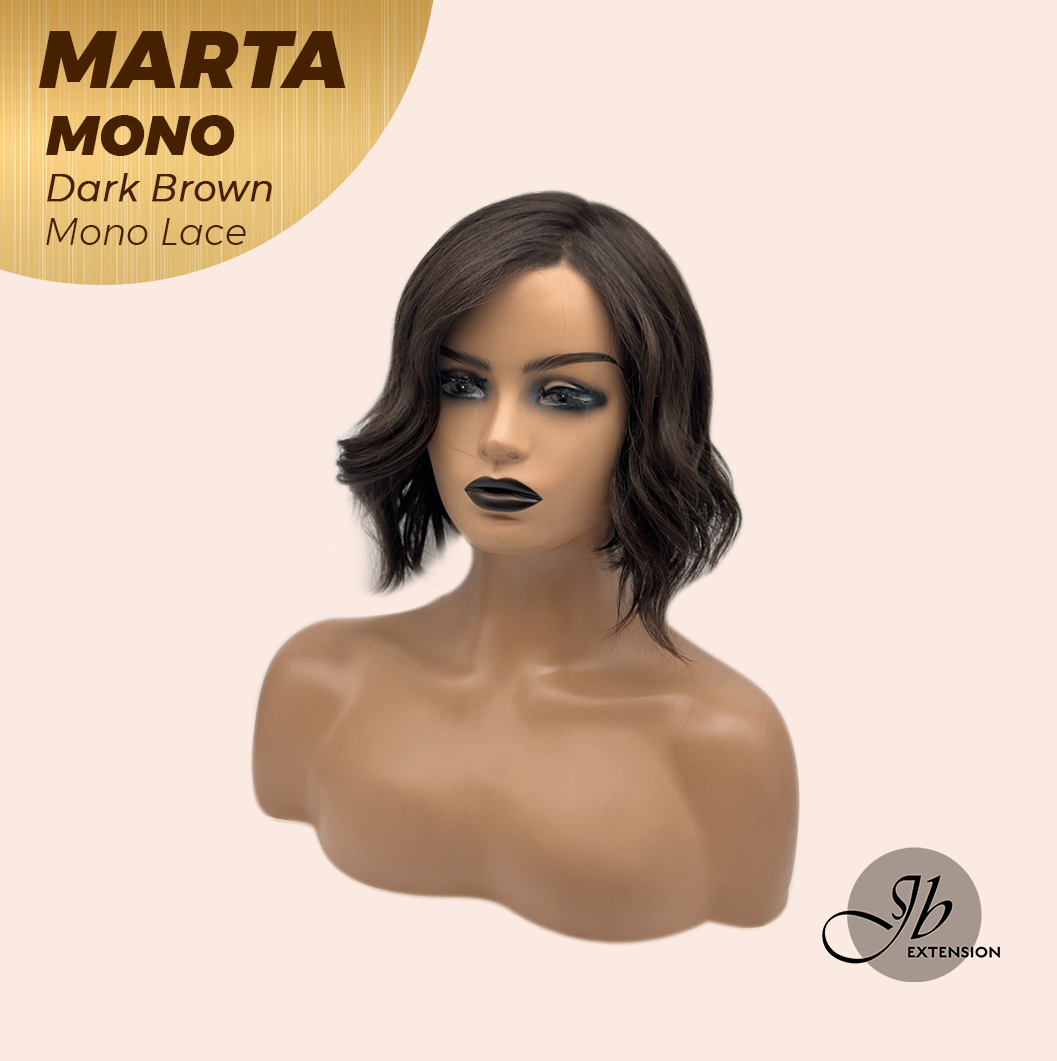 [FINAL SALE] JBEXTENSION MARTA MONO DARK BROWN Monofilament Handmade Wig 6X5 Full Monofilament Hand Tied Top Wig 10 Inches Dark Brown Mono Lace Handmade Futura Fiber Wig With Anti-slip Silicone Strips Glueless Wig MARTA MONO DARK BROWN【BENDY EAR TABS】