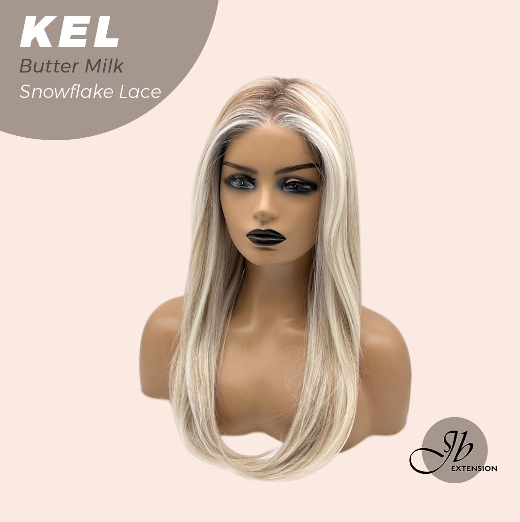 JBEXTENSION 22 Inches Butter Milk Pre-Cut Snowflake Lace Frontlace Glueless Wig KEL BUTTER MILK【PERMATEASE】【BENDY EAR TABS】- S/M
