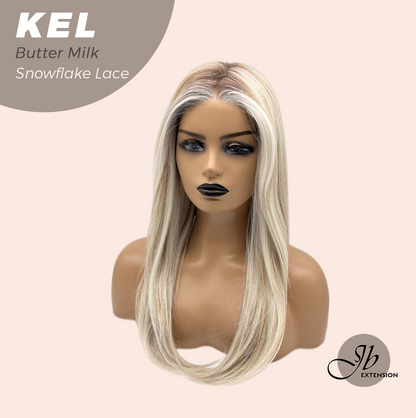 JBEXTENSION 22 Inches Butter Milk Pre-Cut Snowflake Lace Frontlace Glueless Wig KEL BUTTER MILK【PERMATEASE】【BENDY EAR TABS】- S/M