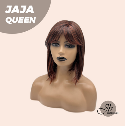 [FINAL SALE] JBEXTENSION 12 Inches Red Short Women Fashion Wig With Bangs JAJA QUEEN RED【PLUS PERMATEASE】【BENDY EAR TABS】