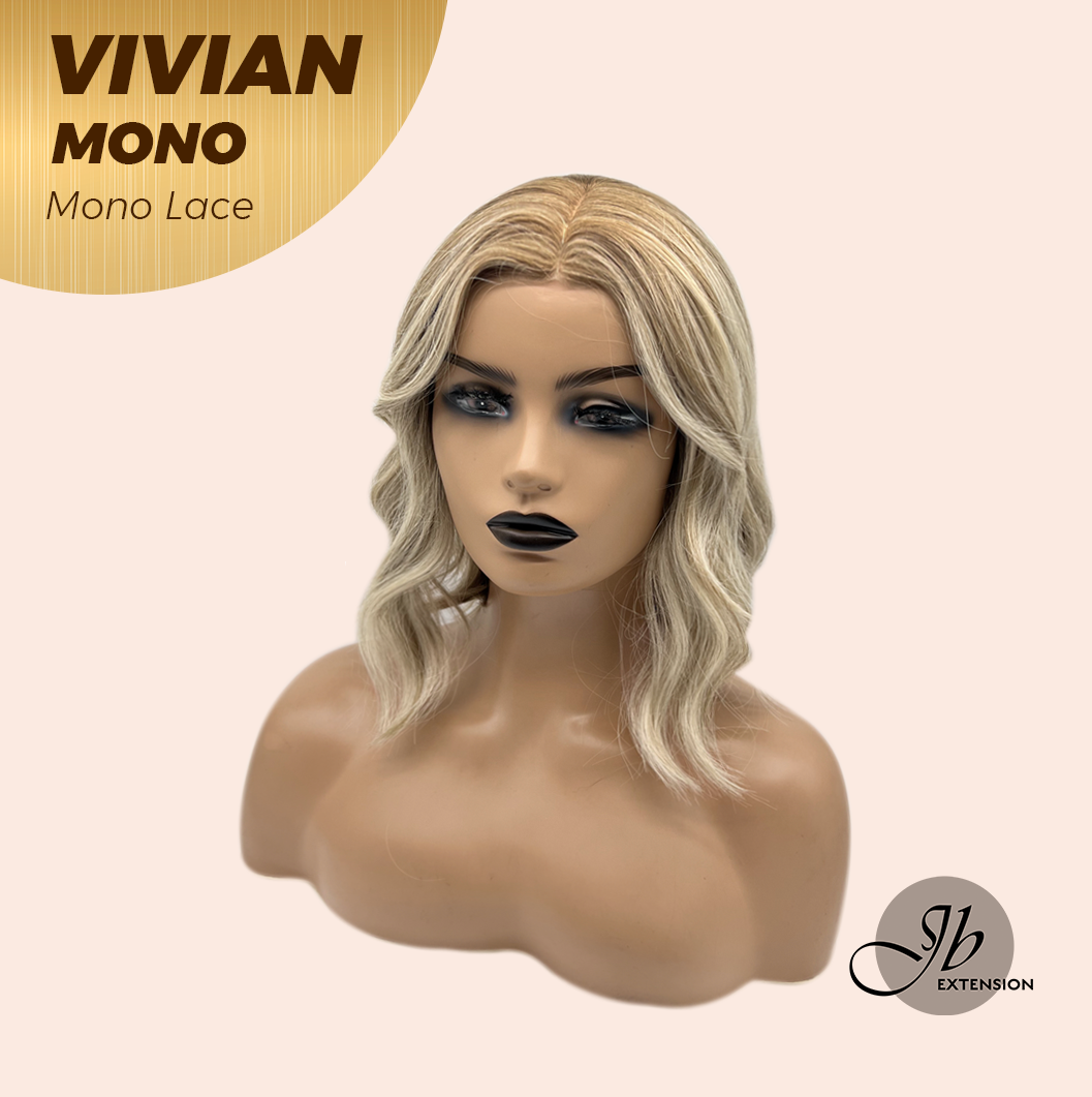 [FINAL SALE] JBEXTENSION VIVIAN MONO Monofilament Handmade Wig 6X5 Full Monofilament Hand Tied Top Wig 12 Inches Blonde Wave Mono Lace Wig With Anti-slip Silicone Strips Glueless Wig VIVIAN MONO【BENDY EAR TABS】