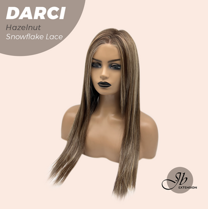 [FINAL SALE] JBEXTENSION 25 Inches Hazelnut Blonde Highlight Pre-Cut Snowflake Lace Frontlace Glueless Wig DARCI HAZELNUT【PERMATEASE】【BENDY EAR TABS】- M/L