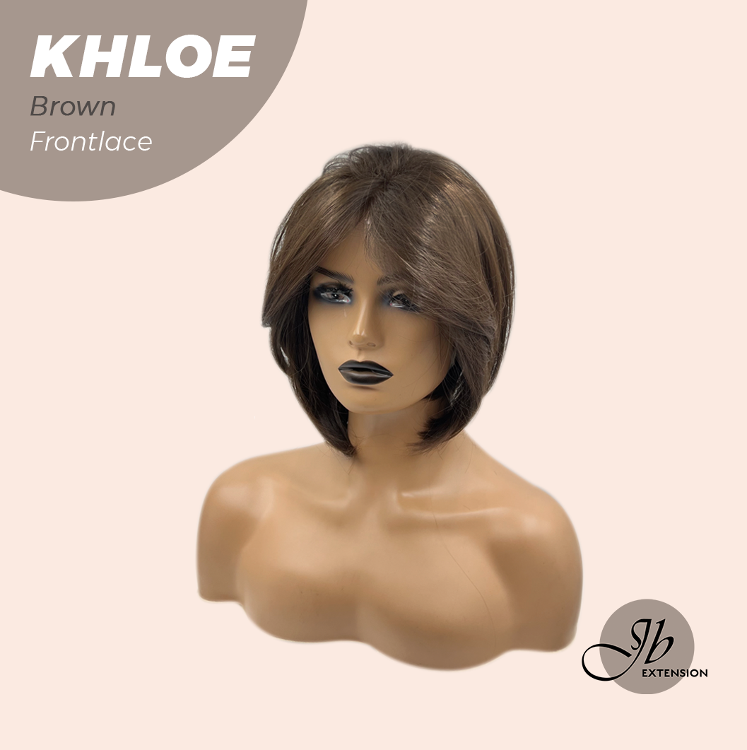 JBEXTENSION 12 Inches Bob Cut Brown Pre-Cut Snowflake Lace Frontlace Glueless Wig KHLOE BROWN【PERMATEASE】【BENDY EAR TABS】- S/M
