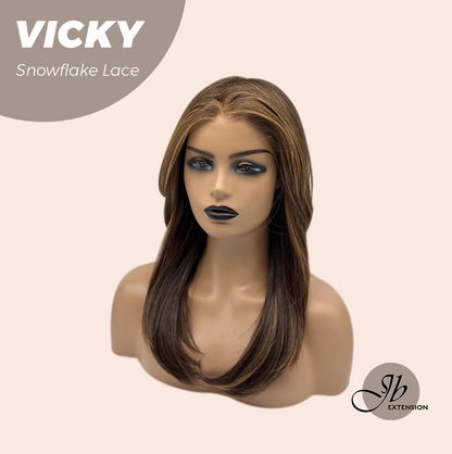 [FINAL SALE] JBEXTENSION 20 Inches Caramel Pre-Cut Snowflake Lace Frontlace Glueless Wig VICKY【PERMATEASE】【BENDY EAR TABS】- M/L