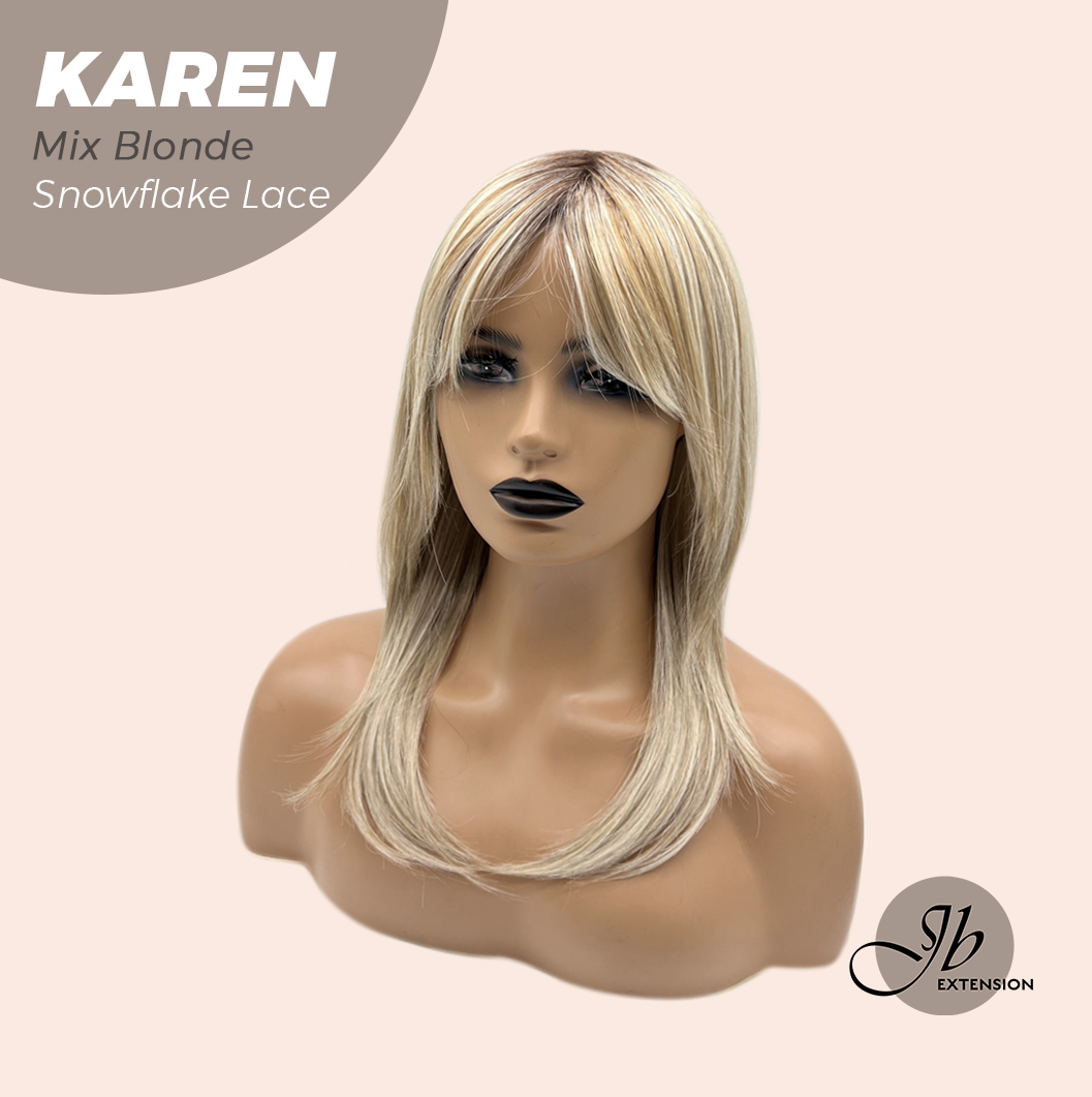 [PRE-ORDER] JBEXTENSION 18 Inches Mix Blonde Pre-Cut Arc Snowflake Lace Frontlace Glueless Wig KAREN MIX BLONDE【BENDY EAR TABS】