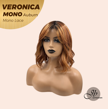 Nichole's Selection - VERONICA MONO Monofilament Handmade Wig 6X5 Full Monofilament Hand Tied Top Wig 12 Inches Auburn Wave Mono Lace Wig With Anti-slip Silicone Strips Glueless Wig VERONICA MONO AUBURN【BENDY EAR TABS】