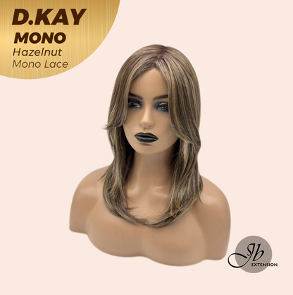 JBEXTENSION D.KAY MONO Partial Monofilament Wig 18 Inches Hazelnut Partial Mono Lace Glueless Women Fashion Wig D.KAY MONO HAZELNUT【BENDY EAR TABS】
