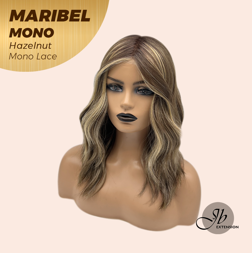 JBEXTENSION MARIBEL MONO HAZELNUT Monofilament Handmade Wig 6X5 Full Monofilament Hand Tied Top Wig 16 Inches Hazelnut Wave Mono Lace Wig With Anti-slip Silicone Strips Glueless Wig MARIBEL MONO HAZELNUT【BENDY EAR TABS】
