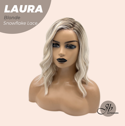 JBEXTENSION 14 Inches Blonde Pre-Cut Side Part Snowflake Lace Frontlace Glueless Wig LAURA SNOWFLAKE【BENDY EAR TABS】- S/M