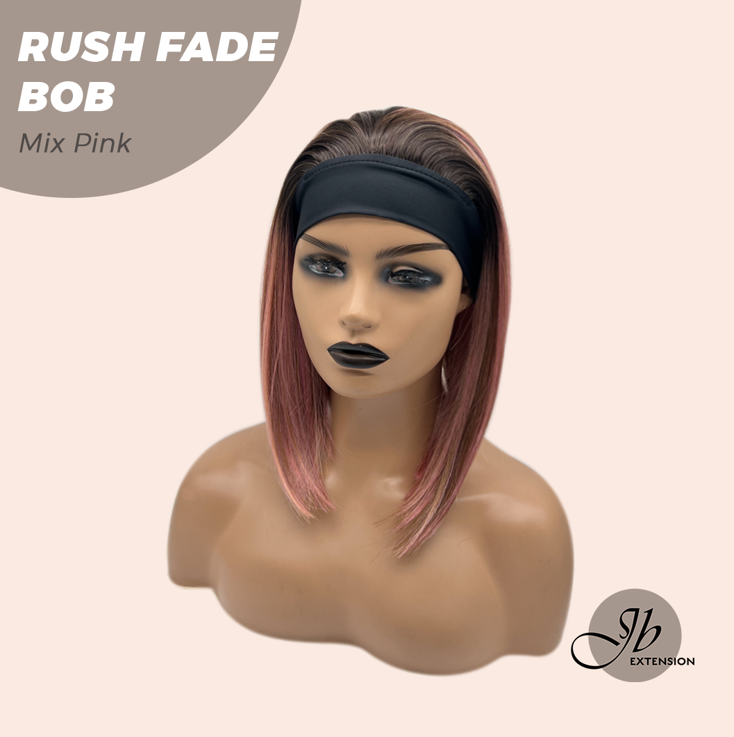 JBEXTENSION 12 Inches Short Hair Mix Pink Headband Wig RUSH FADE BOB - MIX PINK