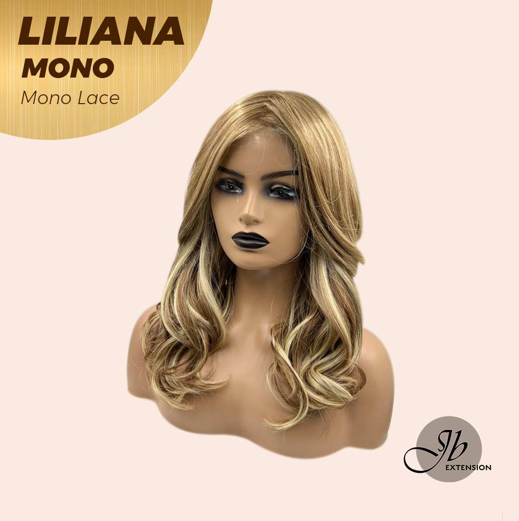 [FINAL SALE] JBEXTENSION LILIANA MONO Full Monofilament Handmade Full Lace Full Hand Tied Wig 18 Inches Honey Blonde Mono Lace Handmade Futura Fiber Wig Glueless Wig LILIANA MONO【BENDY EAR TABS】
