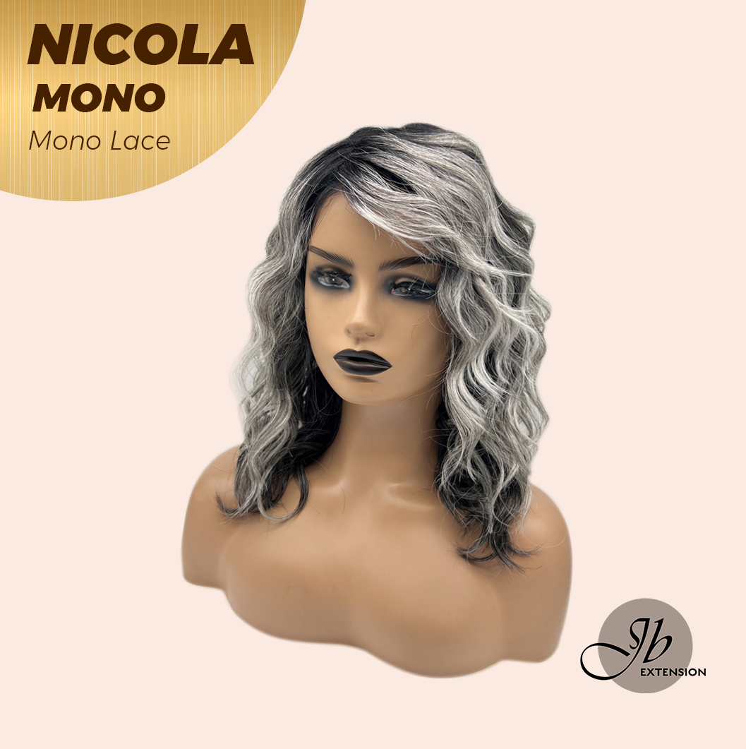 [FINAL SALE] JBEXTENSION NICOLA MONO Monofilament Handmade Wig 6X5 Full Monofilament Hand Tied Top Wig 14 Inches Salt and Pepper Mono Lace Wig Glueless Wig NICOLA MONO【BENDY EAR TABS】