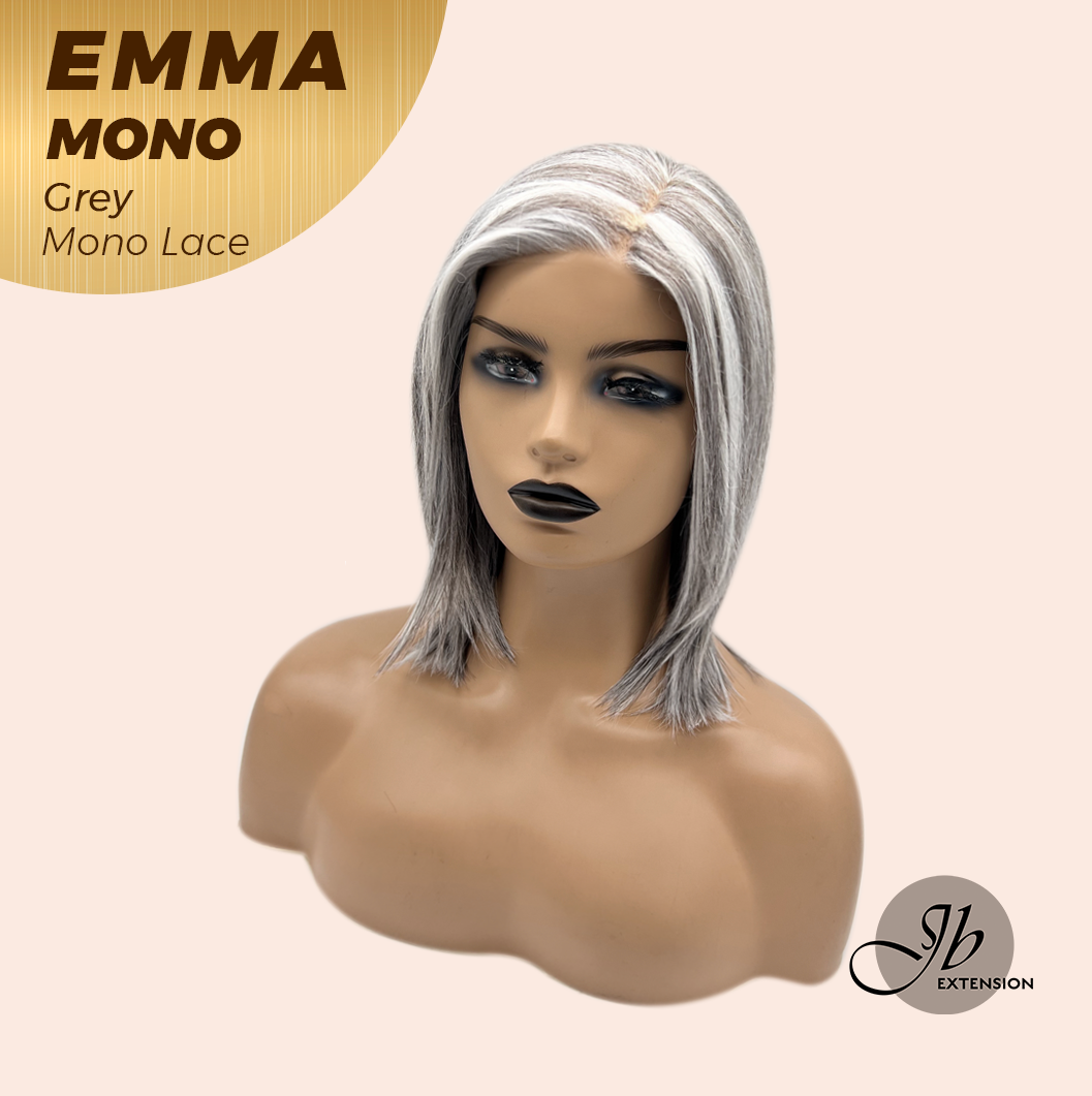 [FINAL SALE] JBEXTENSION EMMA MONO Monofilament Handmade Wig 6X5 Full Monofilament Hand Tied Top Wig 14 Inches Grey Mono Lace Wig With Anti-slip Silicone Strips Glueless Wig EMMA MONO GREY【BENDY EAR TABS】