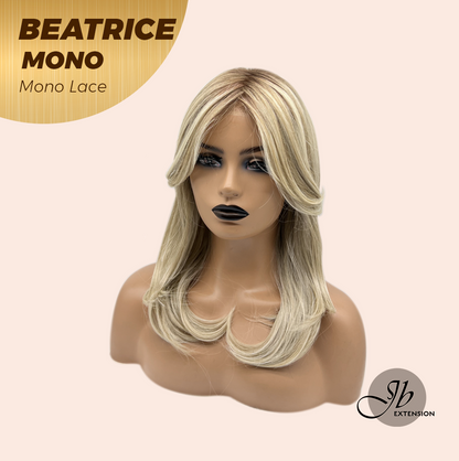 JBEXTENSION BEATRICE MONO Monofilament Handmade Wig 6X5 Full Monofilament Hand Tied Top Wig 17 Inches Golden Blonde Mono Lace Wig Glueless Wig BEATRICE MONO【BENDY EAR TABS】