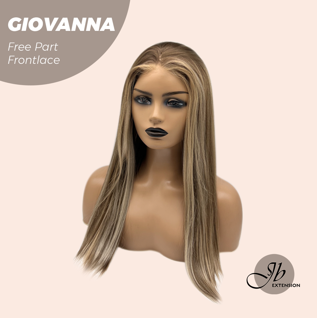 JBEXTENSION 22 Inches Mix Blonde Straight Fiber X, Tangle Less Pre-Cut Free Part Frontlace Glueless Wig GIOVANNA【FIBER X】