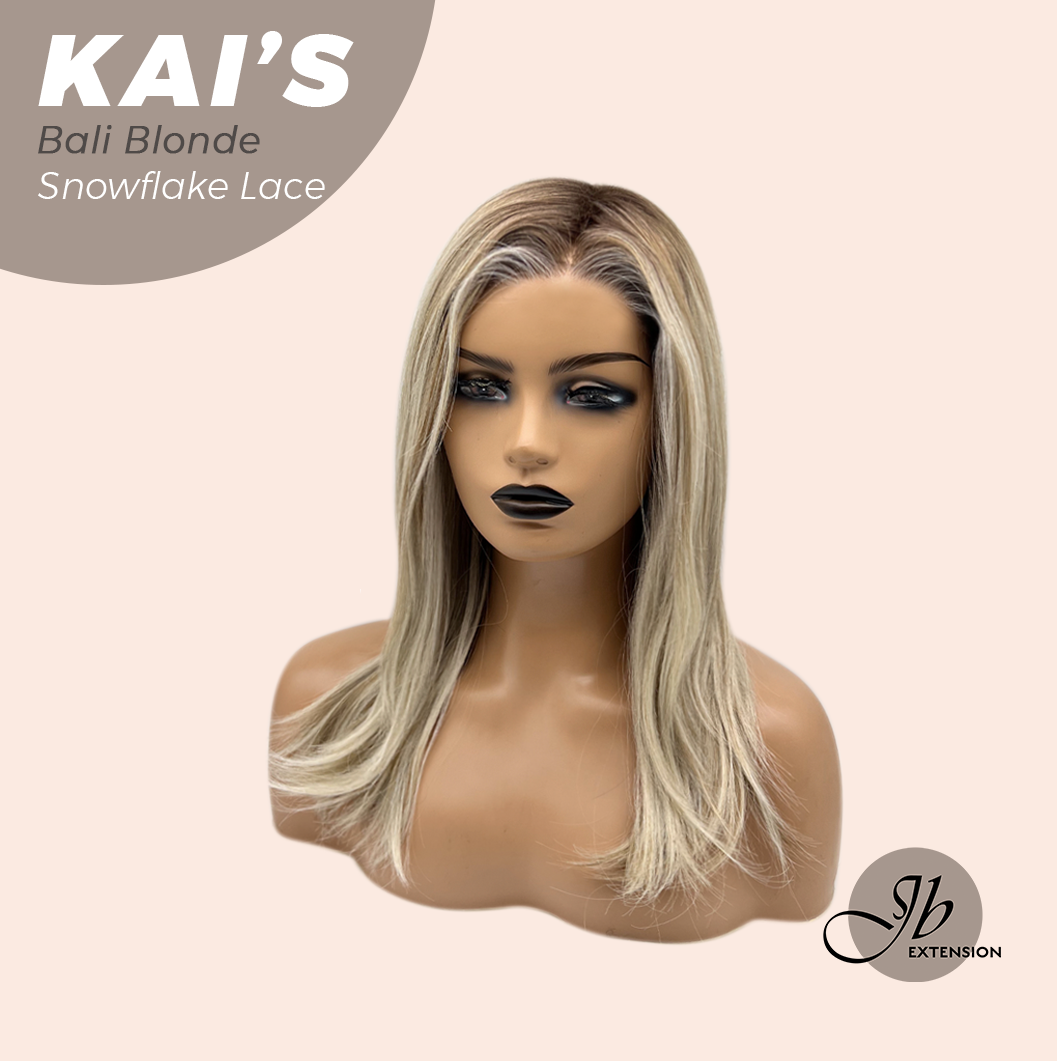 JBEXTENSION 18 Inches Bali Blonde Pre-Cut Snowflake Lace Frontlace Glueless Wig KAI'S BALI BLONDE【PERMATEASE】【BENDY EAR TABS】- M/L