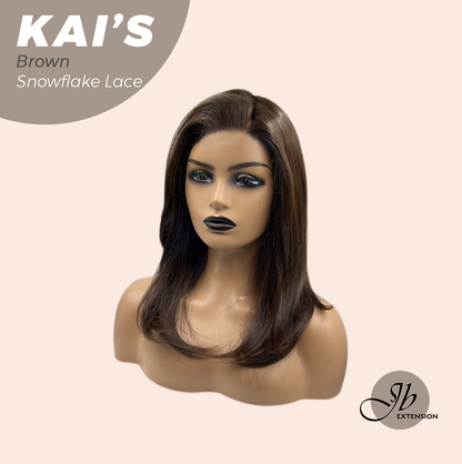 JBEXTENSION 18 Inches Brown Pre-Cut Snowflake Lace Frontlace Glueless Wig KAI'S BROWN【PERMATEASE】【BENDY EAR TABS】- M/L