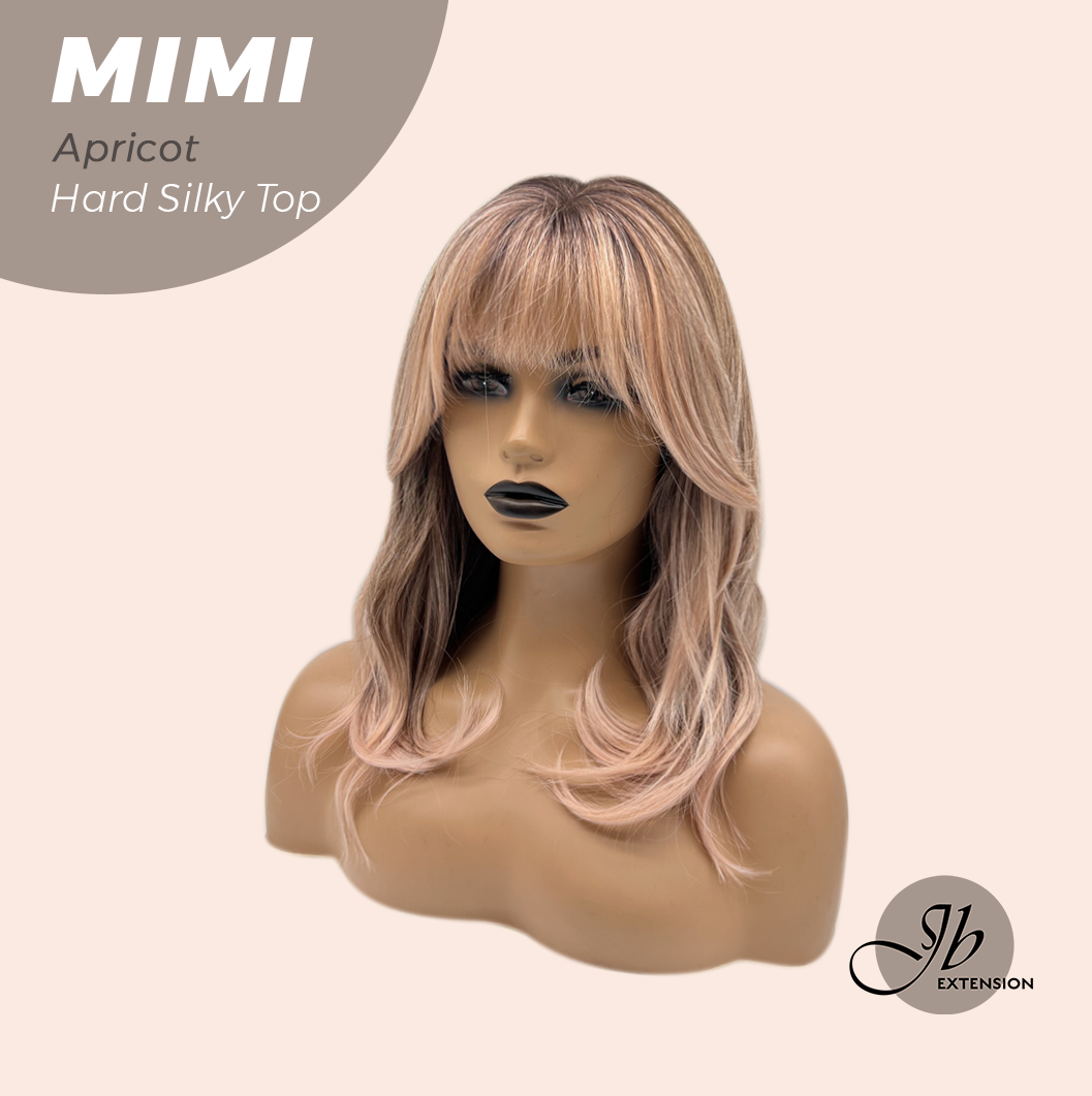 JBEXTENSION 16 Inches Scalpiana 3.5X4 Hard Silky Top Natural Scalp Effect Apricot Body Wave Wig with Bangs Wig MIMI SILKY TOP - APRICOT