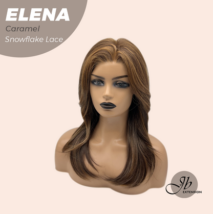 [FINAL SALE] JBEXTENSION 18 Inches Caramel Pre-Cut Snowflake Lace Frontlace Glueless Wig ELENA CARAMEL【PERMATEASE】【BENDY EAR TABS】- M/L