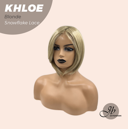 JBEXTENSION 12 Inches Bob Cut Blonde Pre-Cut Snowflake Lace Frontlace Glueless Wig KHLOE BLONDE【PERMATEASE】【BENDY EAR TABS】- M/L