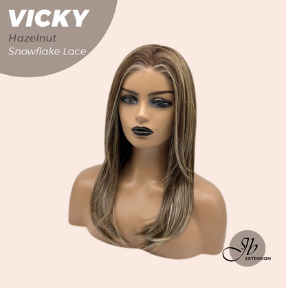 [FINAL SALE] JBEXTENSION 20 Inches Hazelnut Pre-Cut Snowflake Lace Frontlace Glueless Wig VICKY HAZELNUT【PERMATEASE】【BENDY EAR TABS】- S/M