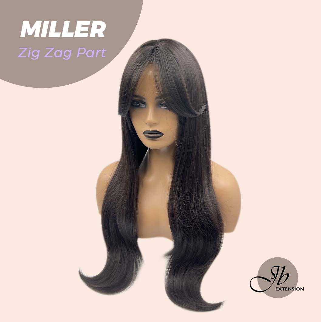 JBEXTENSION 26 Inches Soft Black Curly Wig With Bangs MILLER